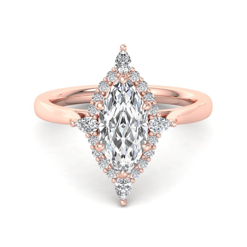 Halo-style with Pear Accents and Marquise Lab Grown Diamond Center Engagement Ring