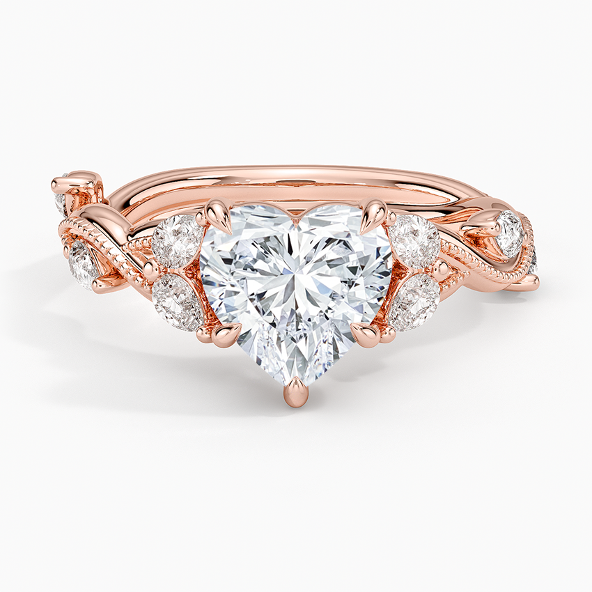 Vine Twist Milgrain Heart Lab Grown Diamond Center Engagement Ring