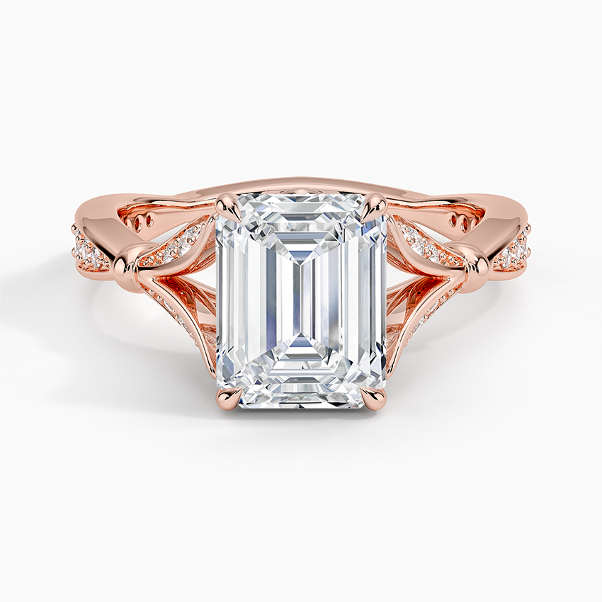 Leaf Embrace Split-Shank Emerald Lab Grown Diamond Center Engagement Ring
