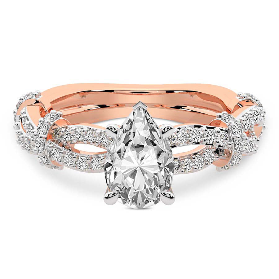 Twisted Brilliance Dual-Tone pear Lab Grown Diamond Center Engagement Ring