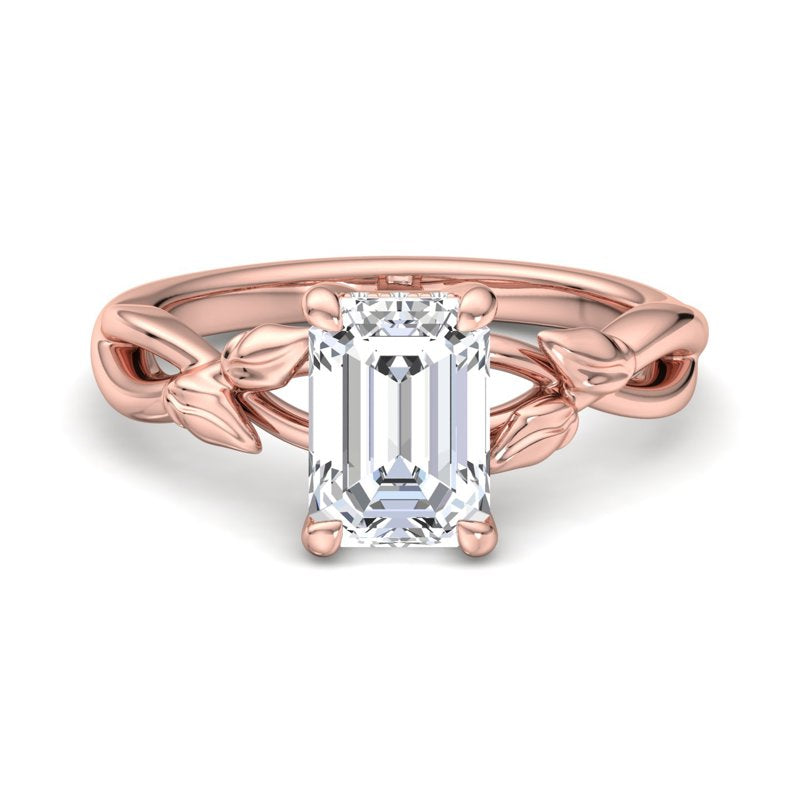 Nature-Inspired Emerald Lab Grown Diamond Center Engagement Ring