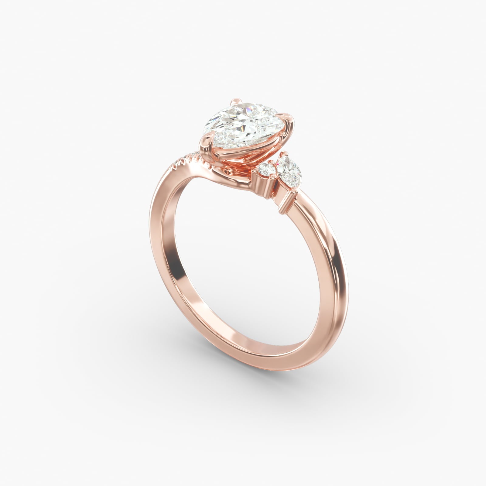 Asymmetric Elegance Pear Lab Grown Diamond Center Engagement Ring