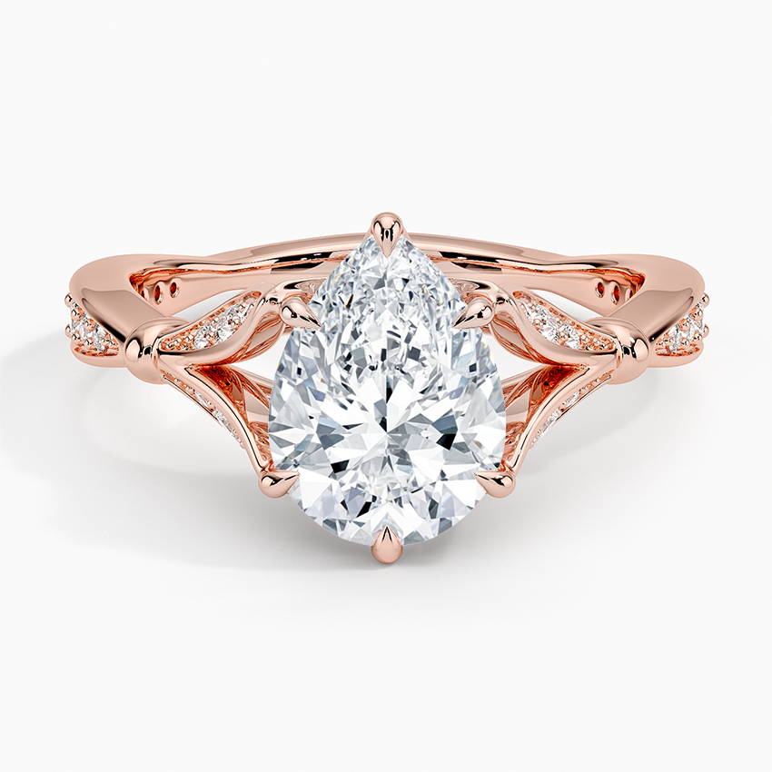 Leaf Embrace Split-Shank Pear Lab Grown Diamond Center Engagement Ring