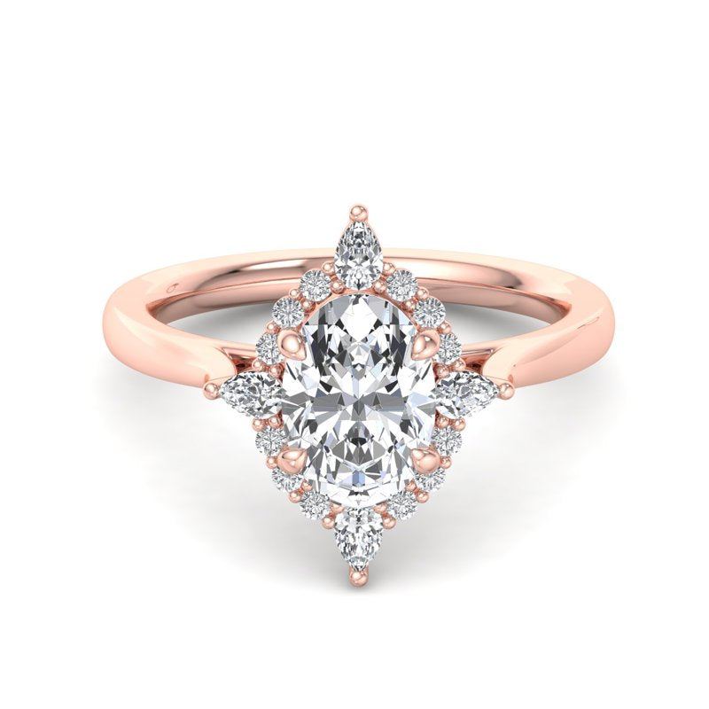 Halo-style with Pear Accents and Oval Lab Grown Diamond Center Engagement Ring