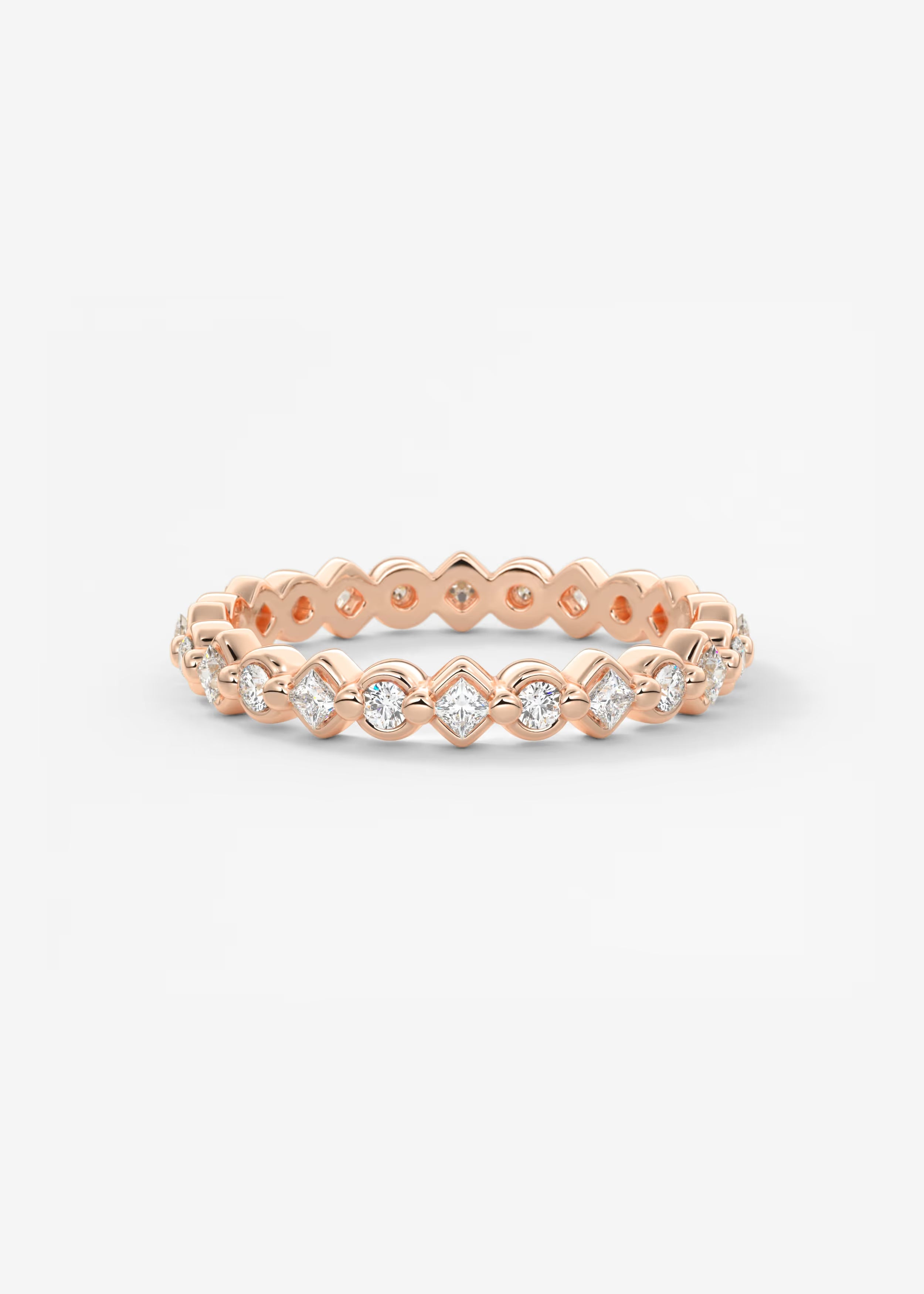 Gold Full Eternity Band with Raised Diamond‑Shaped Settings and Round Lab‑Grown Diamonds