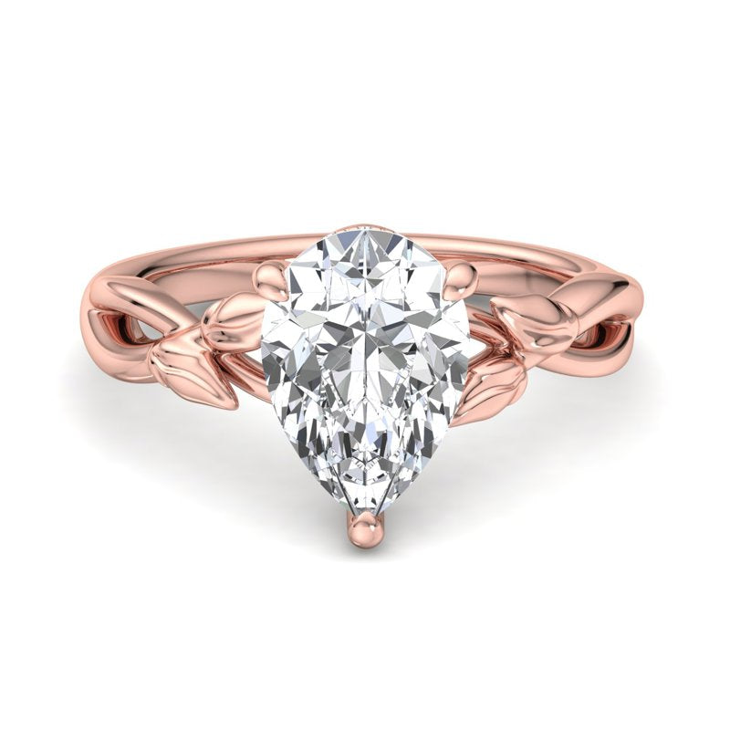 Nature-Inspired Pear Lab Grown Diamond Center Engagement Ring