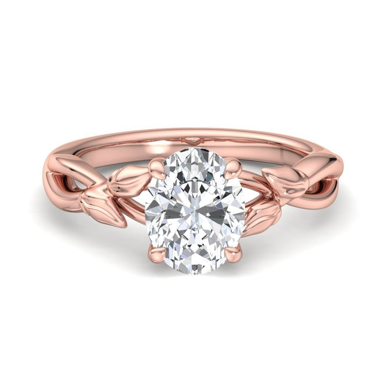 Nature-Inspired Oval Lab Grown Diamond Center Engagement Ring