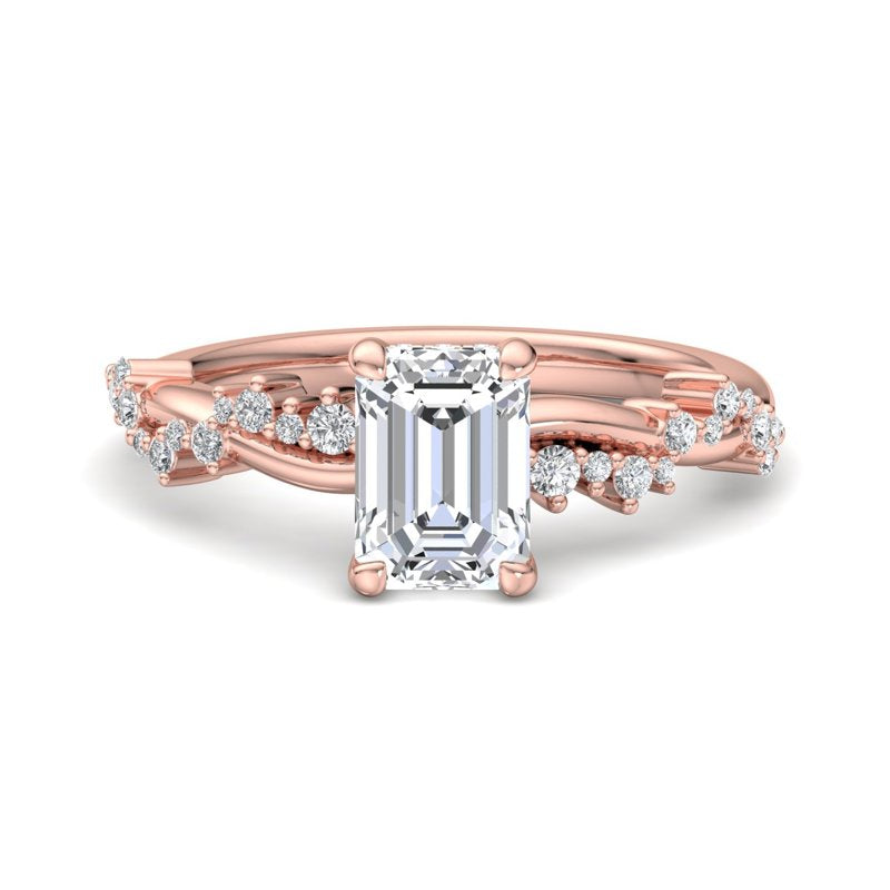 Classic Sparkle Pavé Emerald Lab Grown Diamond Center Engagement Ring
