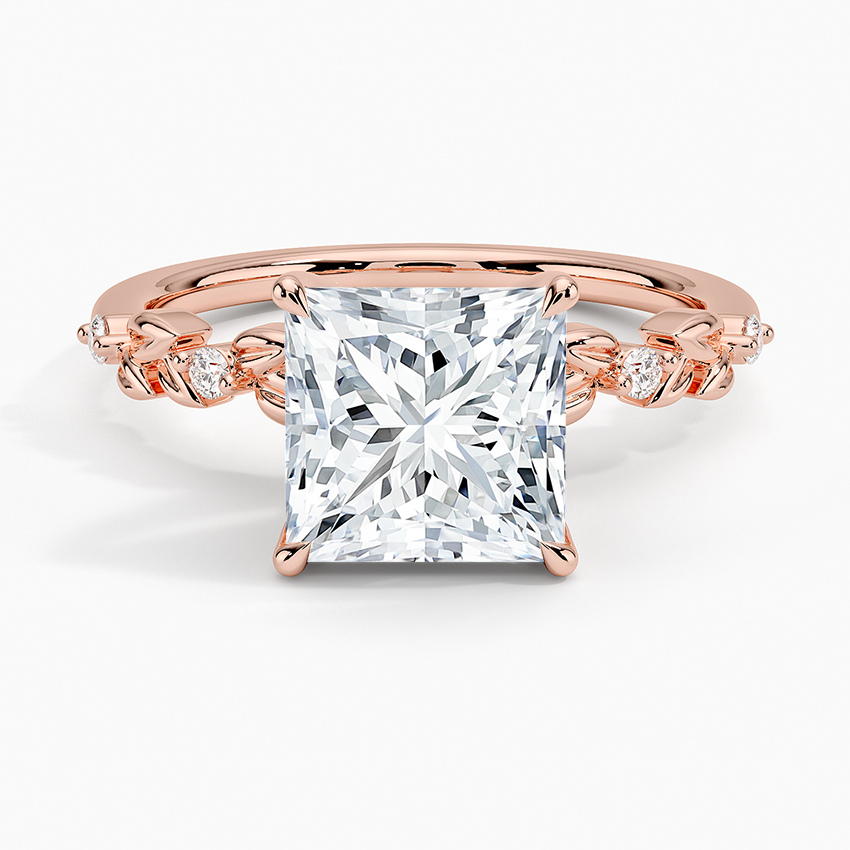 Vine Bloom Milgrain Princess Lab Grown Diamond Center Engagement Ring