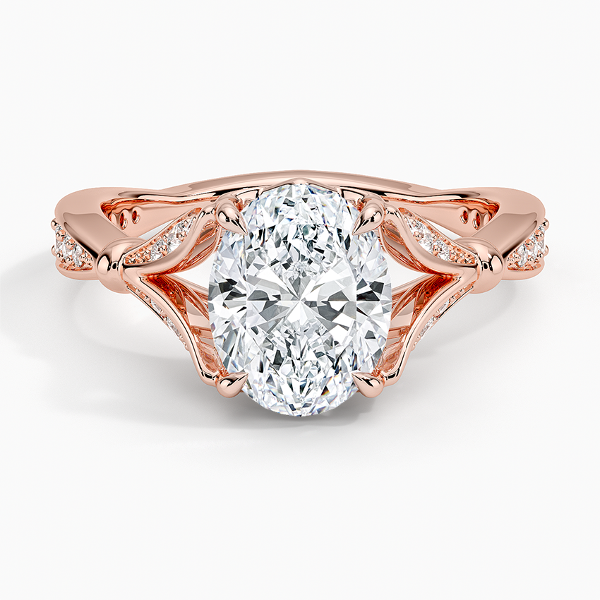 Leaf Embrace Split-Shank Oval Lab Grown Diamond Center Engagement Ring