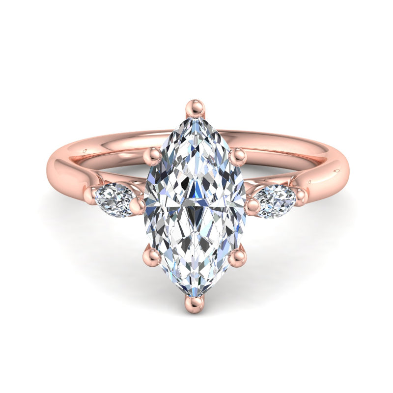 Classic Marquise-Cut Center with Side Accents Lab Grown Diamond Center Engagement Ring