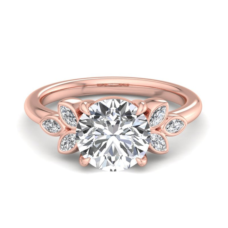 Floral Radiance Round Lab Grown Diamond Center Engagement Ring
