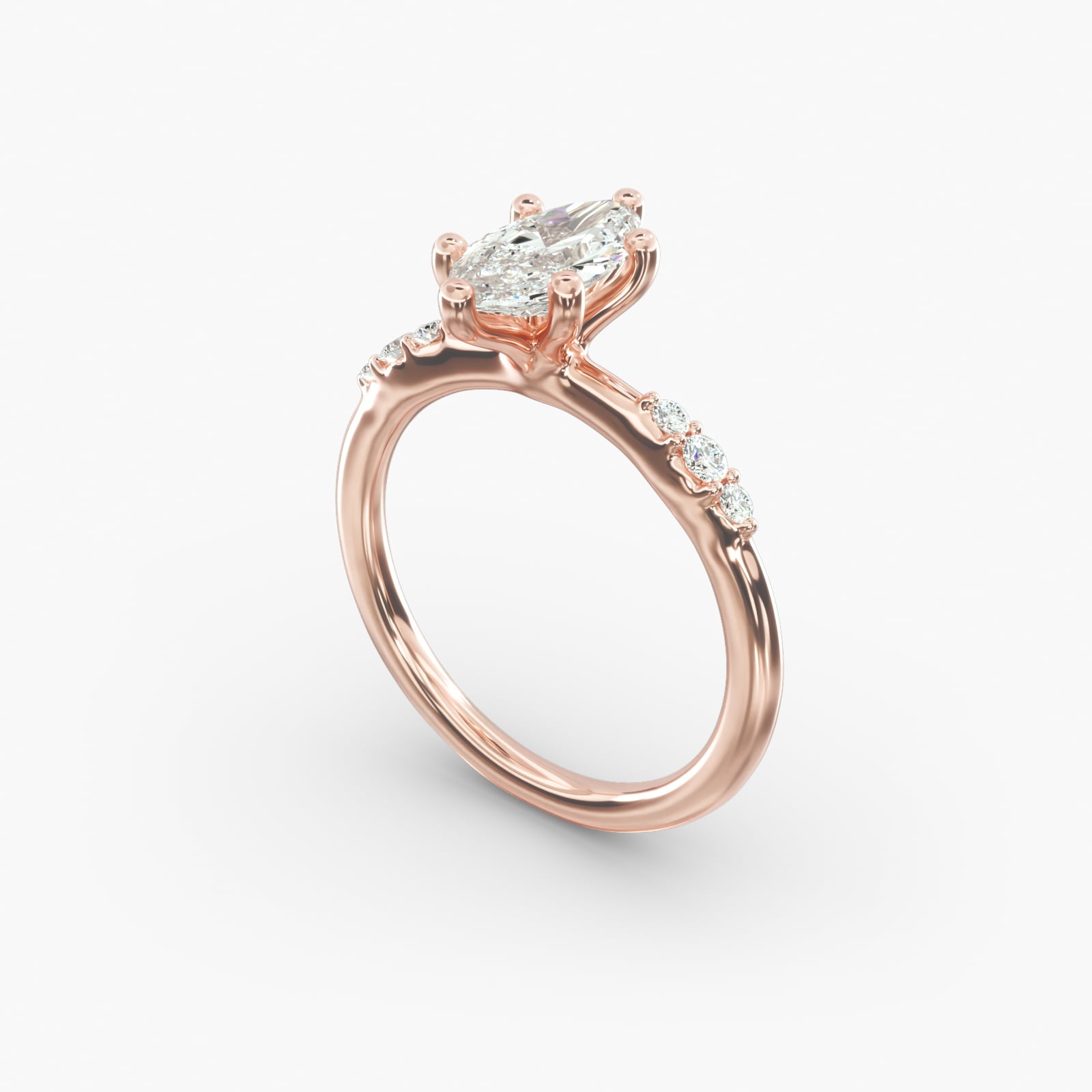 Graduated Sparkle Marquise Lab Grown Diamond Center Engagement Ring