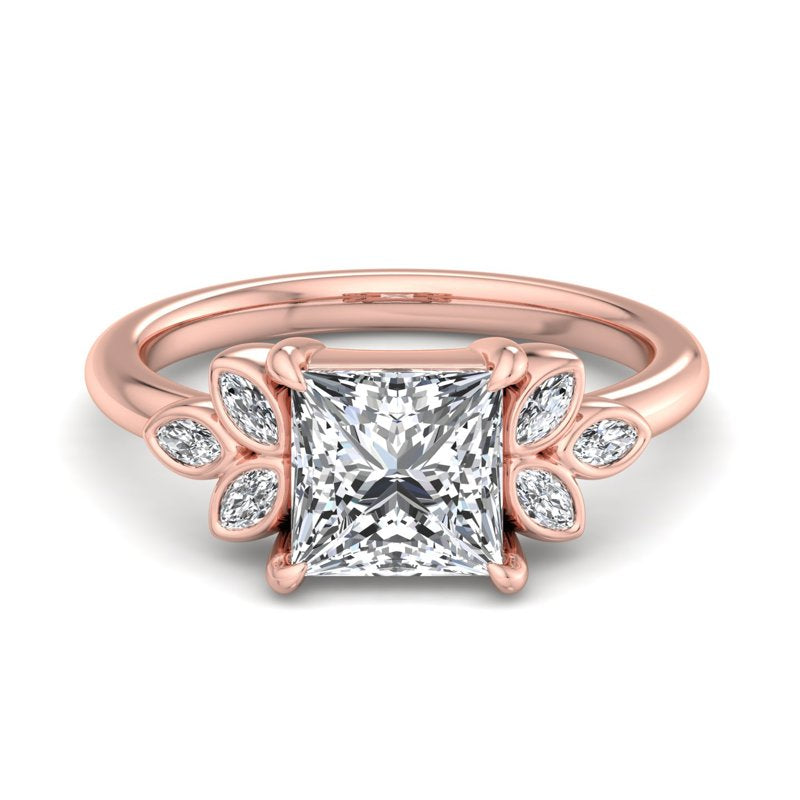 Floral Radiance Princess Lab Grown Diamond Center Engagement Ring