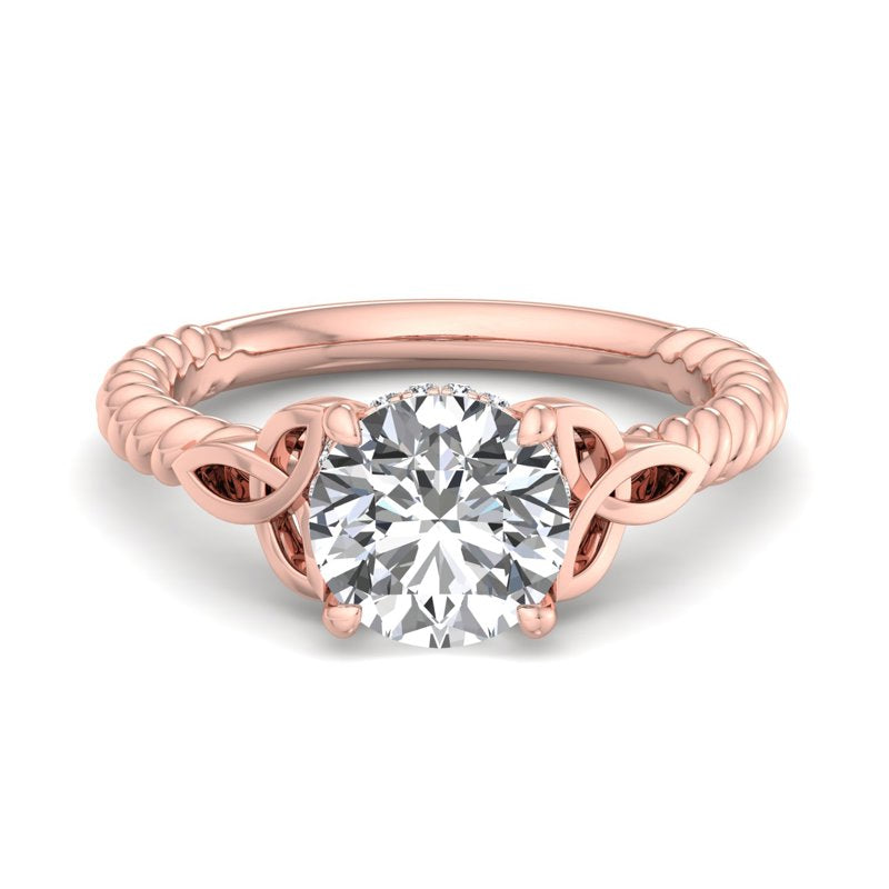 Twisted Vine Artisan Round Lab Grown Diamond Center Engagement Ring