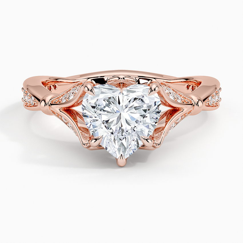 Leaf Embrace Split-Shank Heart Lab Grown Diamond Center Engagement Ring