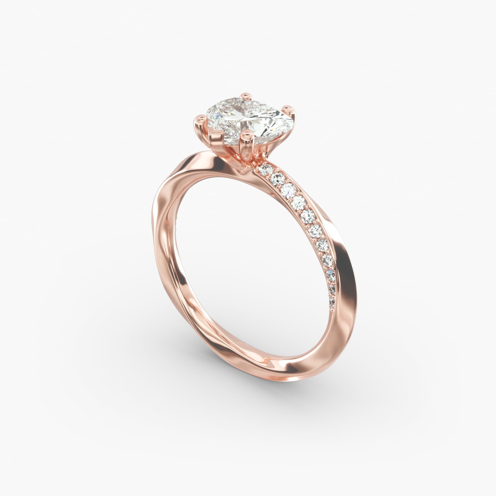 Twisted Sparkle Heart Lab Grown Diamond Center Engagement Ring