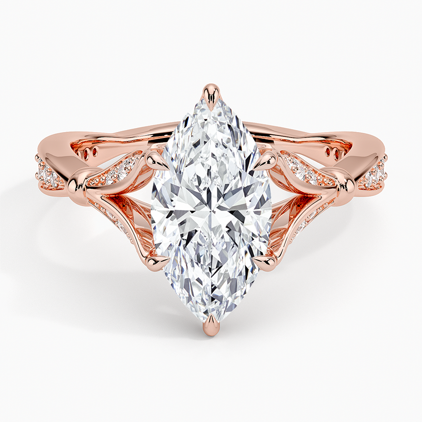 Leaf Embrace Split-Shank Marquise Lab Grown Diamond Center Engagement Ring