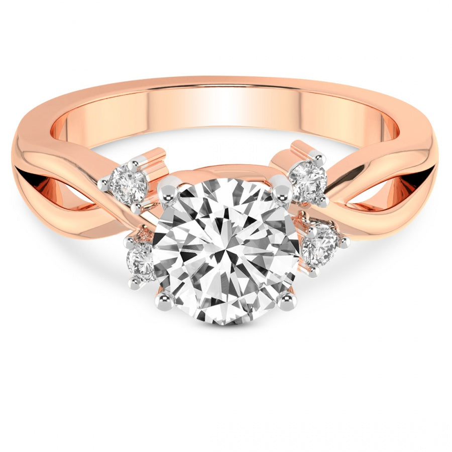 Twist Band Radiance round Lab Grown Diamond Center Engagement Ring