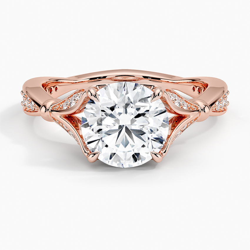 Leaf Embrace Split-Shank Round Lab Grown Diamond Center Engagement Ring