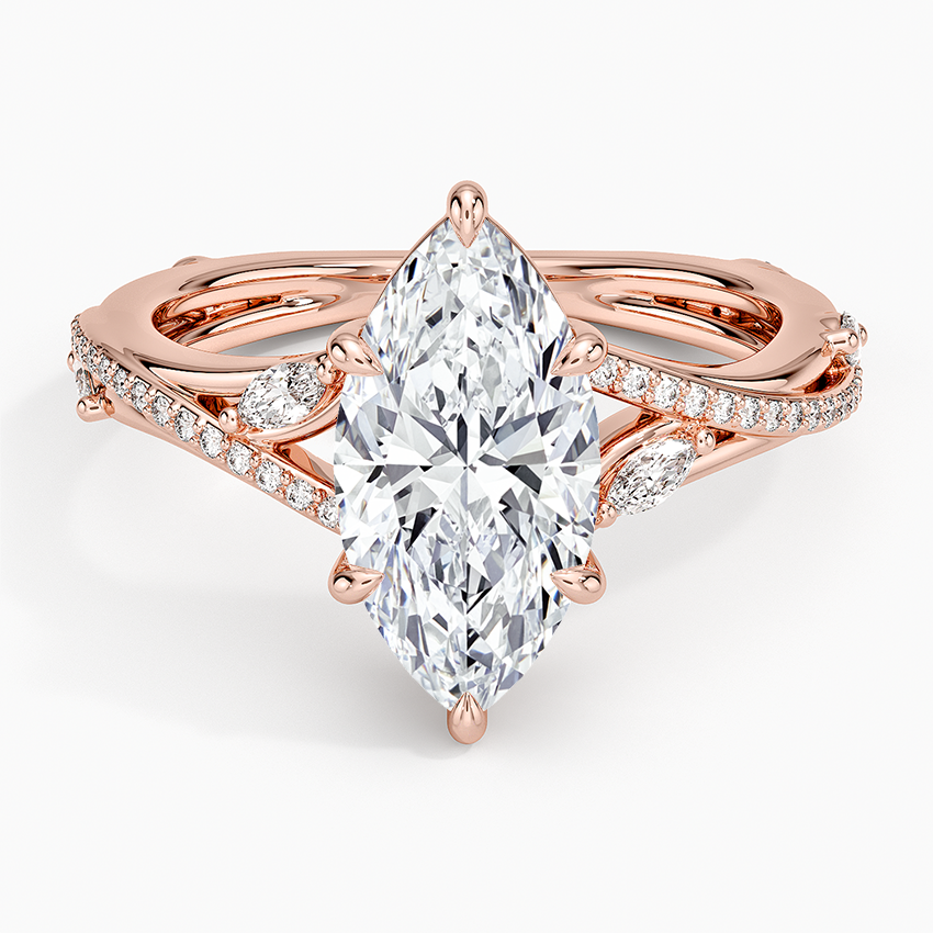 Split Vine Marquise Cluster Marquise Lab Grown Diamond Center Engagement Ring