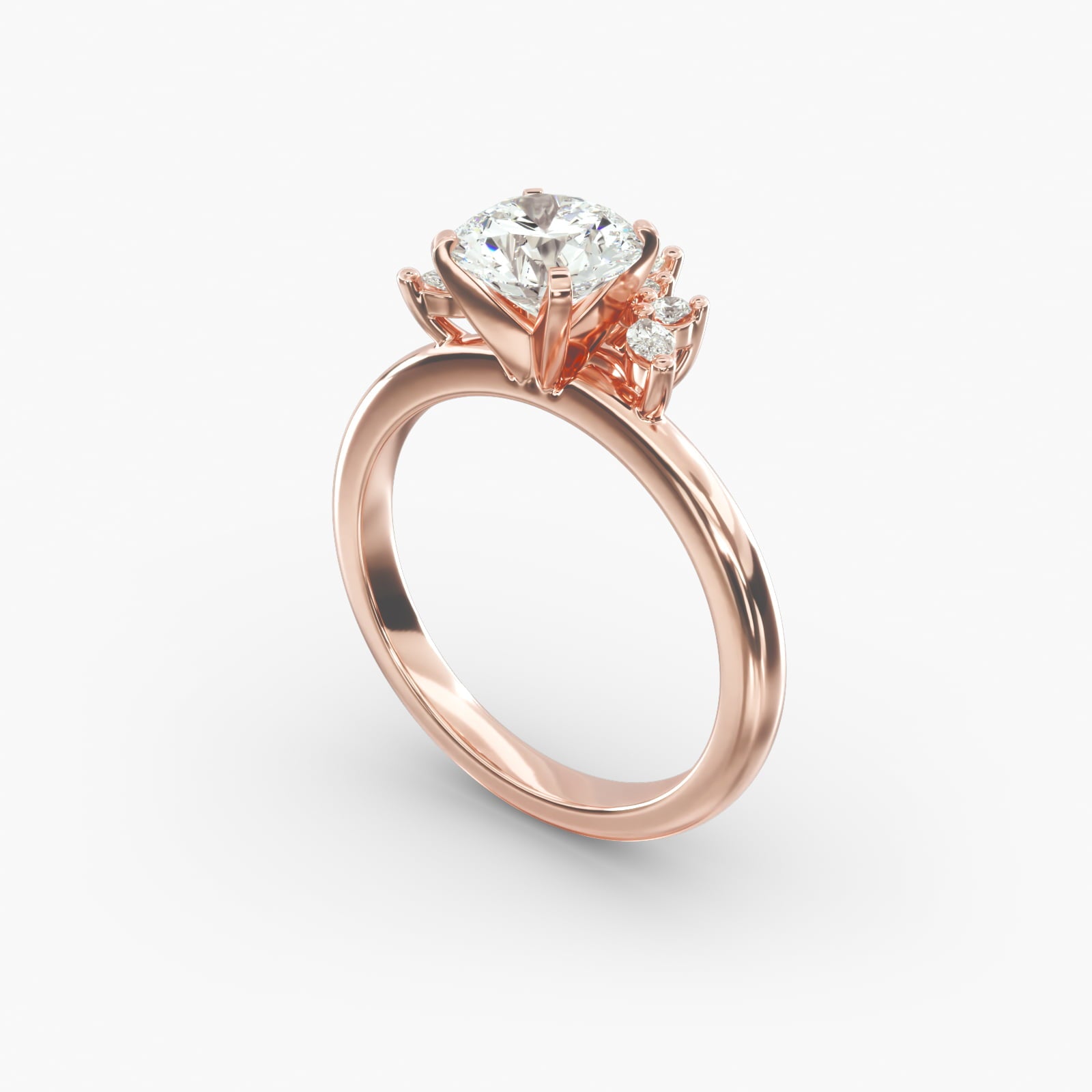 Crown Bloom Halo Round Lab Grown Diamond Center Engagement Ring