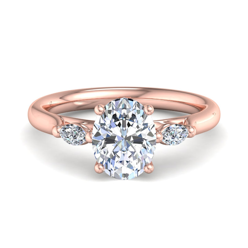Classic Oval-Cut Center with Side Accents Lab Grown Diamond Center Engagement Ring