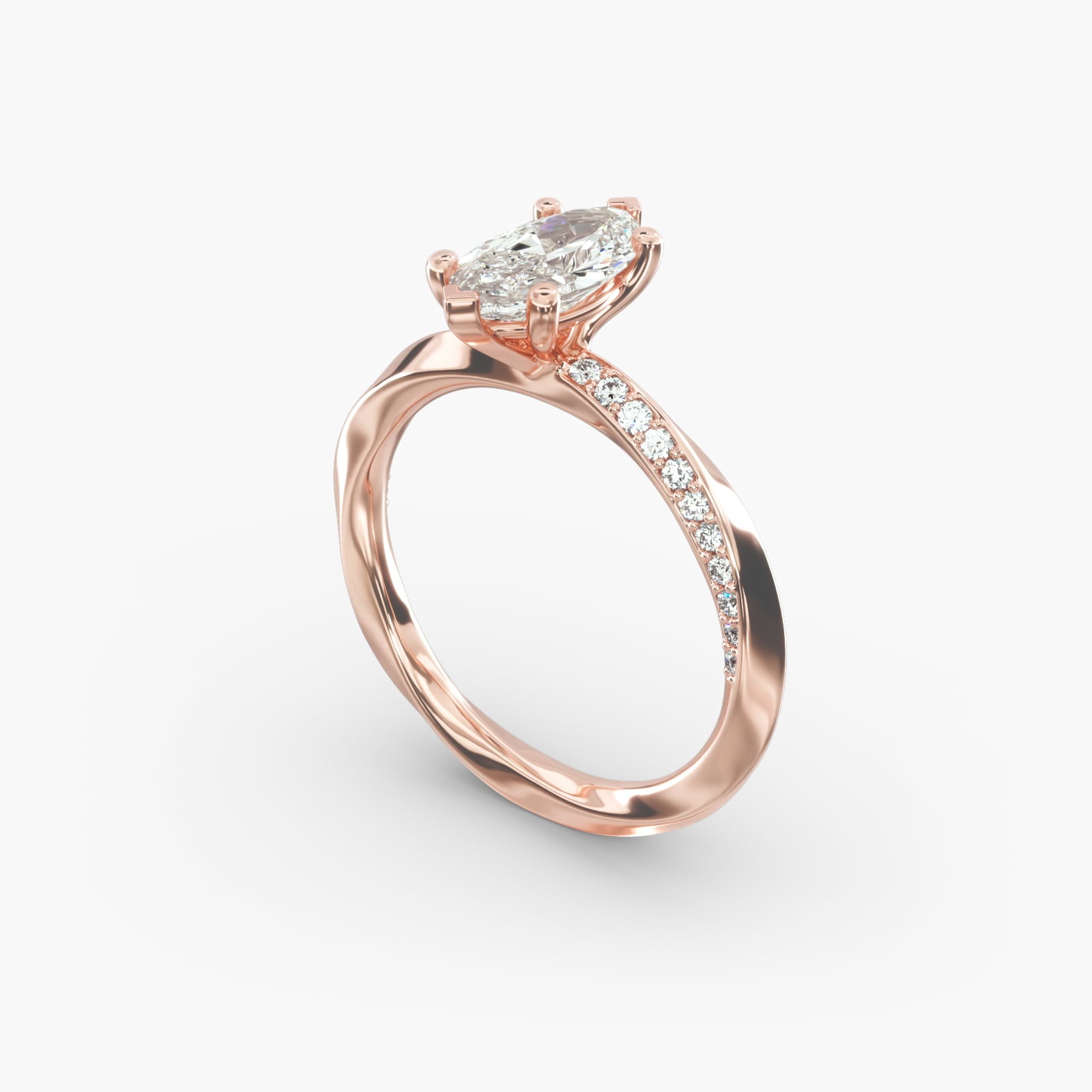 Twisted Sparkle Marquise Lab Grown Diamond Center Engagement Ring