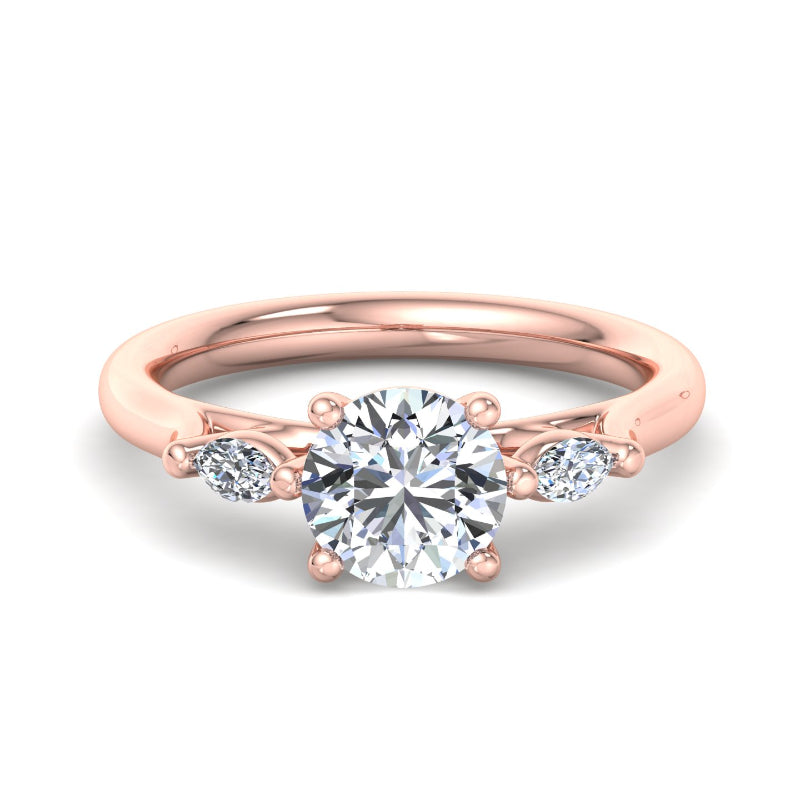 Classic Round-Cut Center with Side Accents Lab Grown Diamond Center Engagement Ring