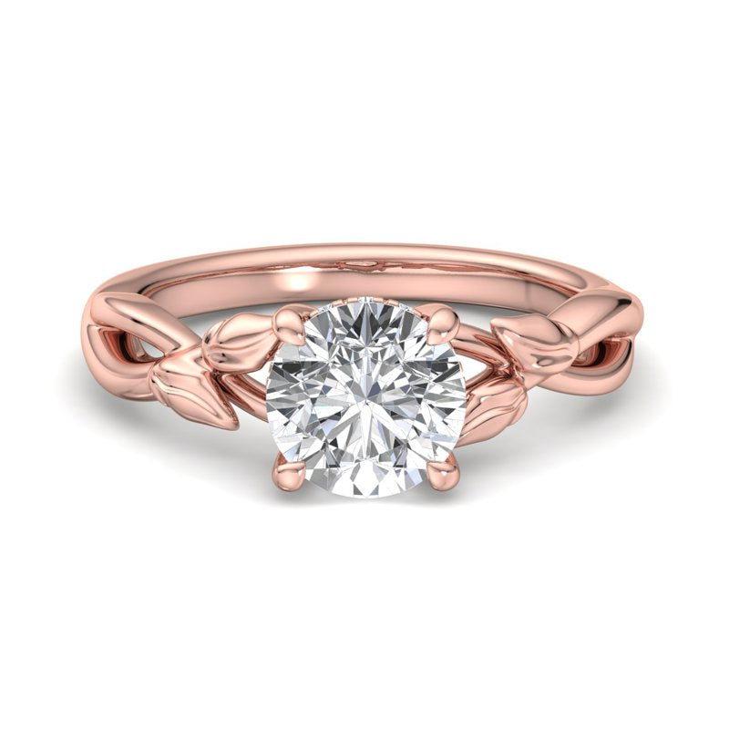 Nature-Inspired Round Lab Grown Diamond Center Engagement Ring