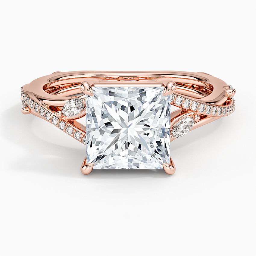 Split Vine Marquise Cluster Princess Lab Grown Diamond Center Engagement Ring
