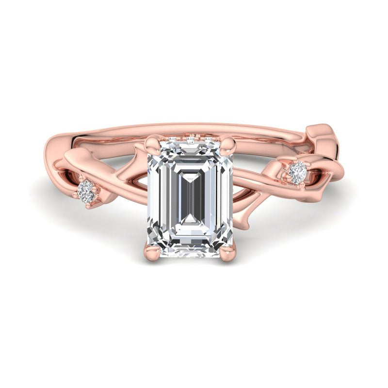 Intertwined Grace Emerald Lab Grown Diamond Center Engagement Ring