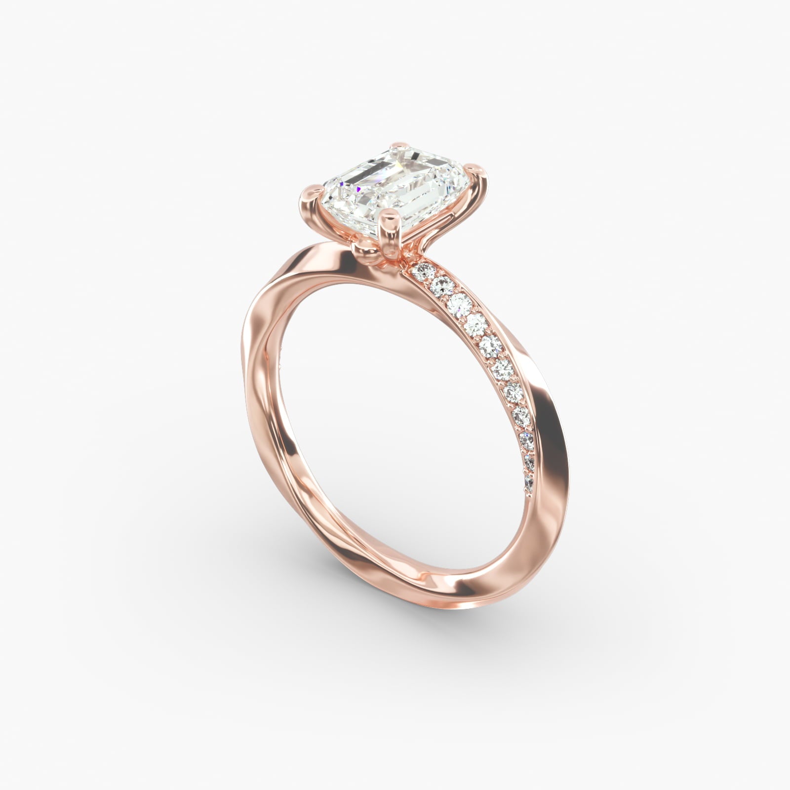 Twisted Sparkle Emerald Lab Grown Diamond Center Engagement Ring
