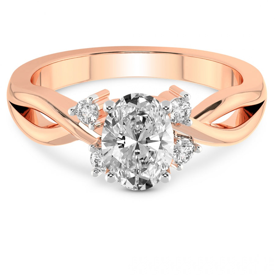 Twist Band Radiance oval Lab Grown Diamond Center Engagement Ring
