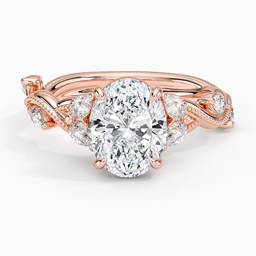 Vine Twist Milgrain Oval Lab Grown Diamond Center Engagement Ring