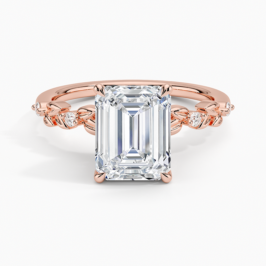 Vine Bloom Milgrain Emerald Lab Grown Diamond Center Engagement Ring