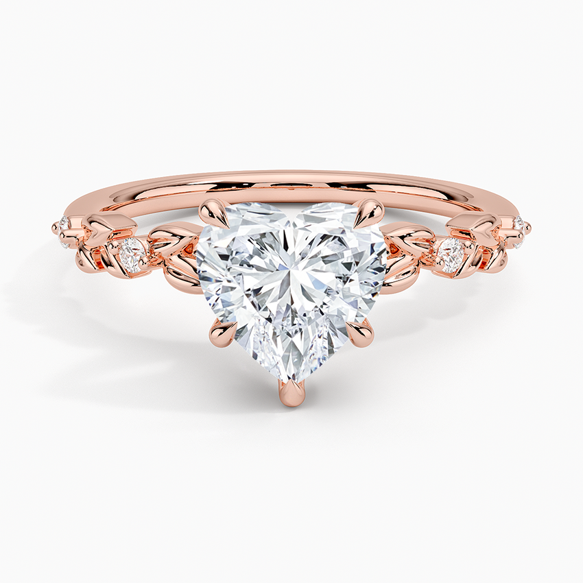 Vine Bloom Milgrain Heart Lab Grown Diamond Center Engagement Ring