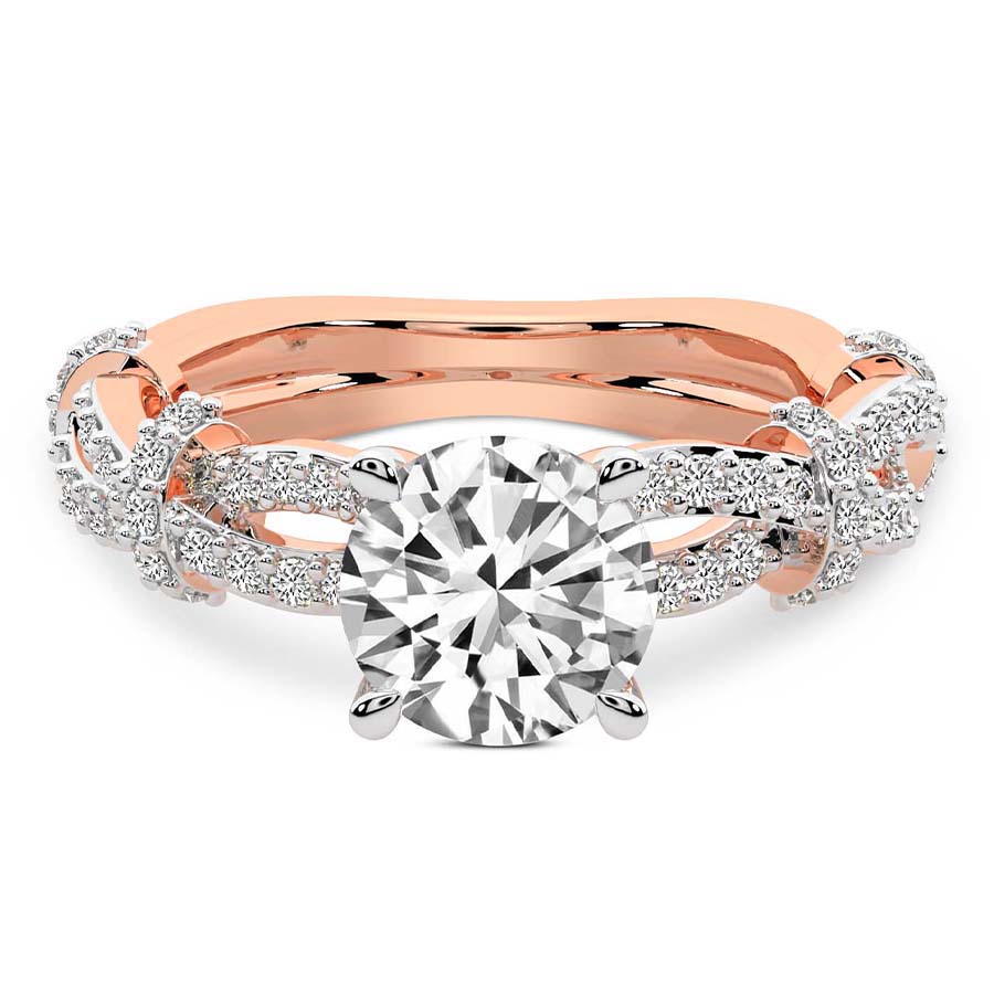 Twisted Brilliance Dual-Tone round Lab Grown Diamond Center Engagement Ring