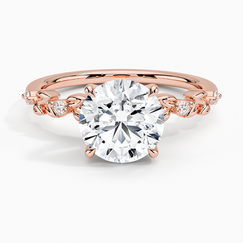 Vine Bloom Milgrain Round Lab Grown Diamond Center Engagement Ring