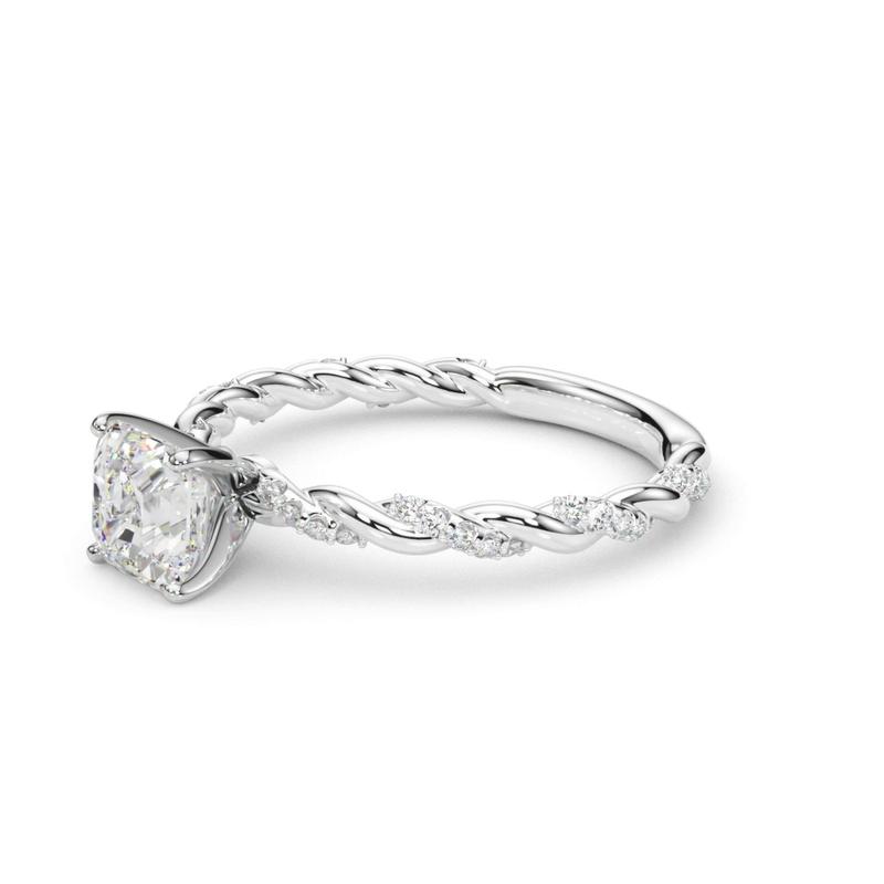 lab Diamond Asscher Twist Engagement Ring