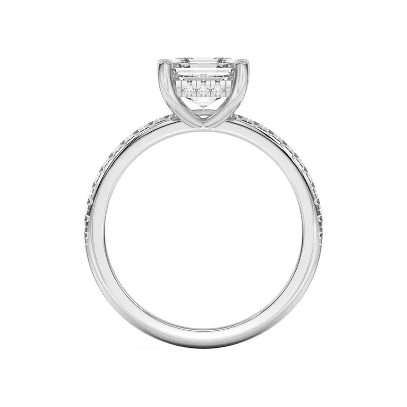 Classic Hidden Halo Pavé Asscher Engagement Ring