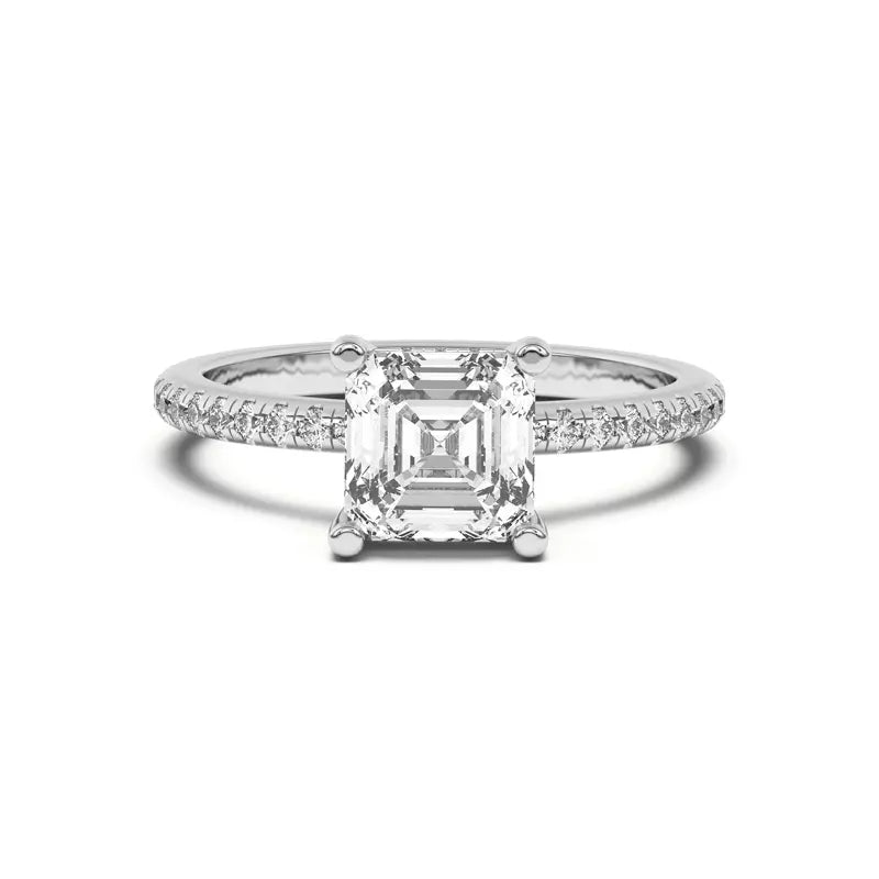 Classic Hidden Halo Pavé Asscher Engagement Ring