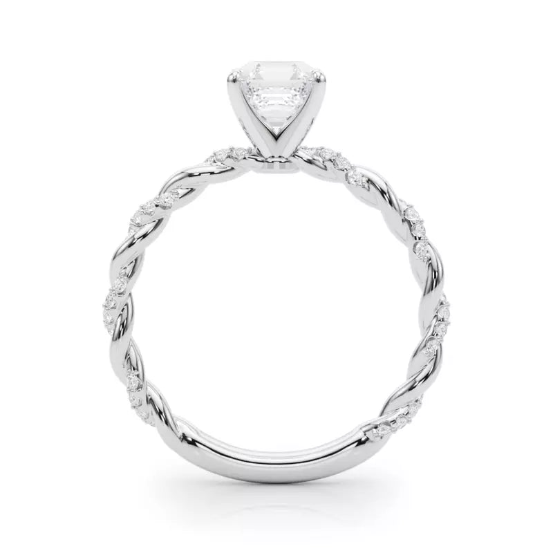 lab Diamond Asscher Twist Engagement Ring