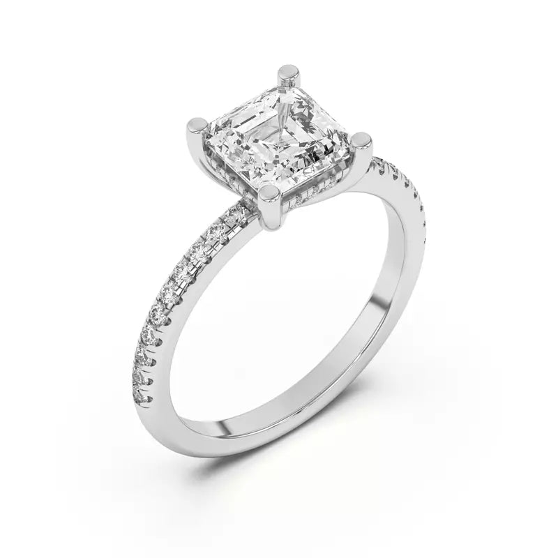 Classic Hidden Halo Pavé Asscher Engagement Ring