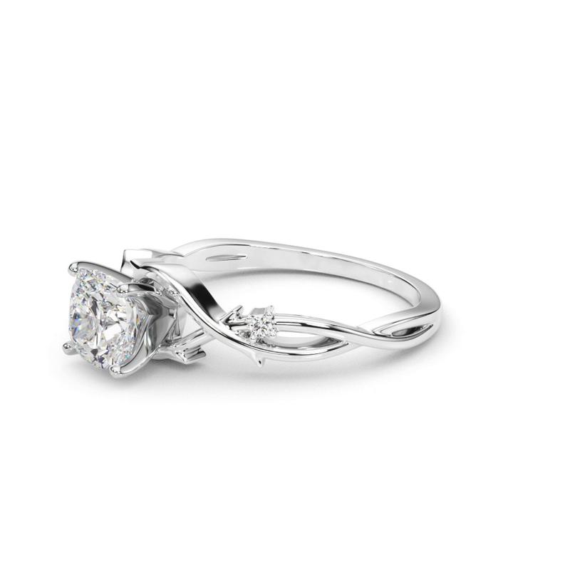 Nature Inspired Cushion Engagement Ring