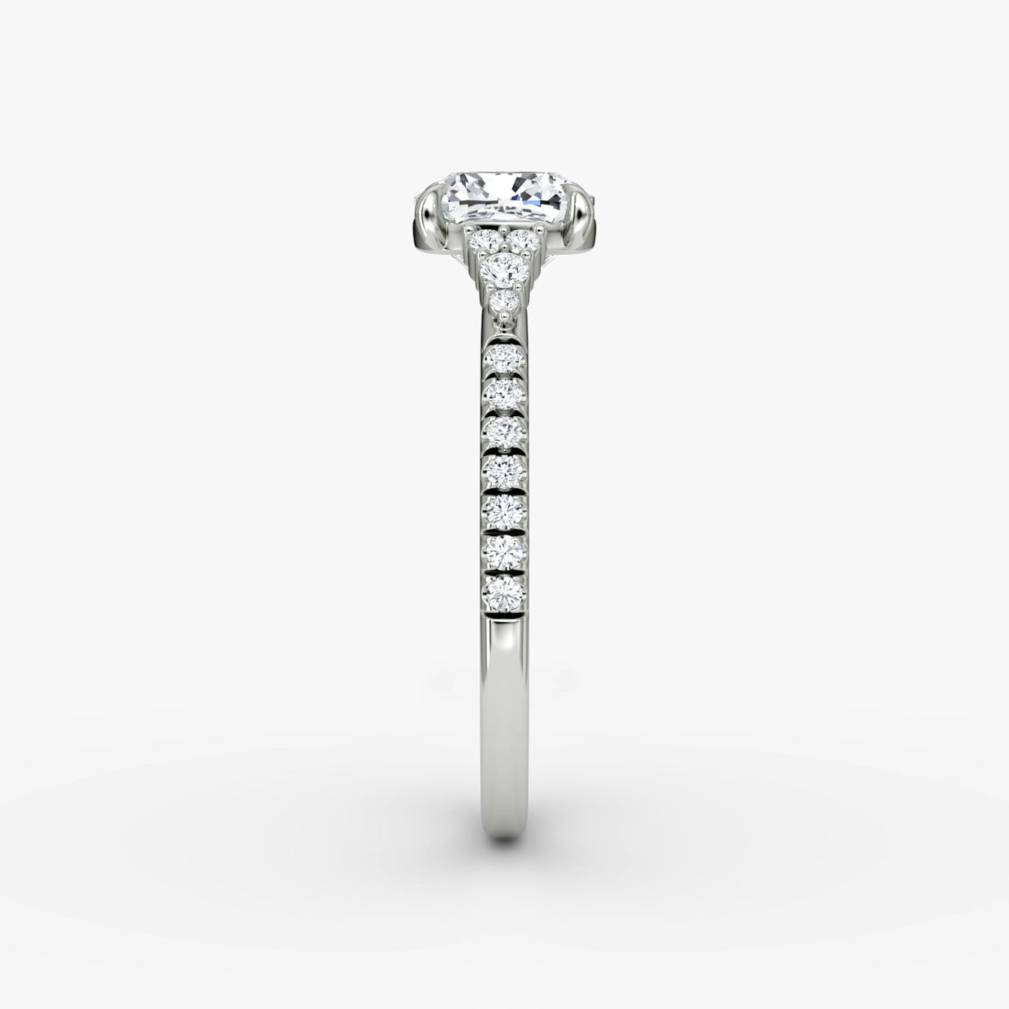 The Side Cluster Cathedral Cushion Engagement Ring