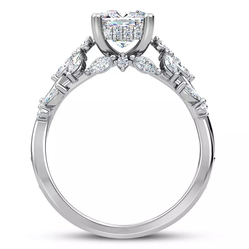 Butterfly And Bee Vine Twist Cushion Engagement Ring