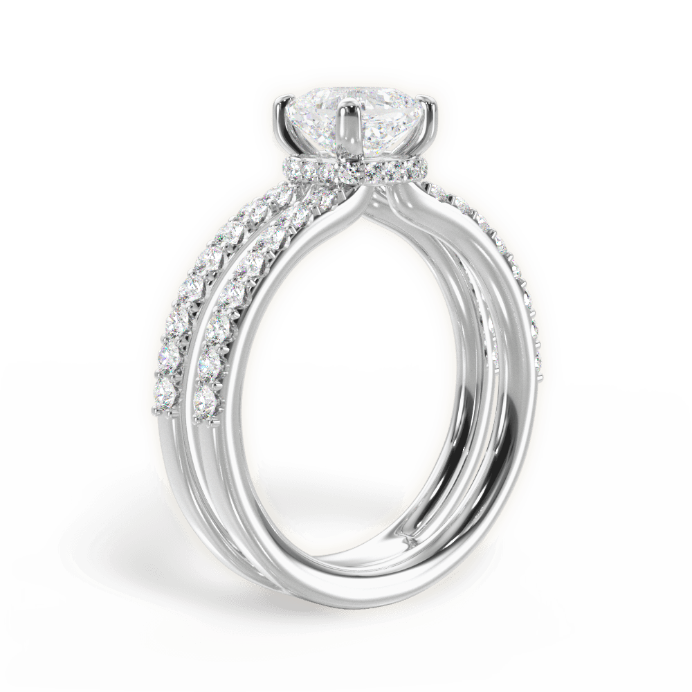 Cushion Shaped  Double Row Diamond Engagement Ring