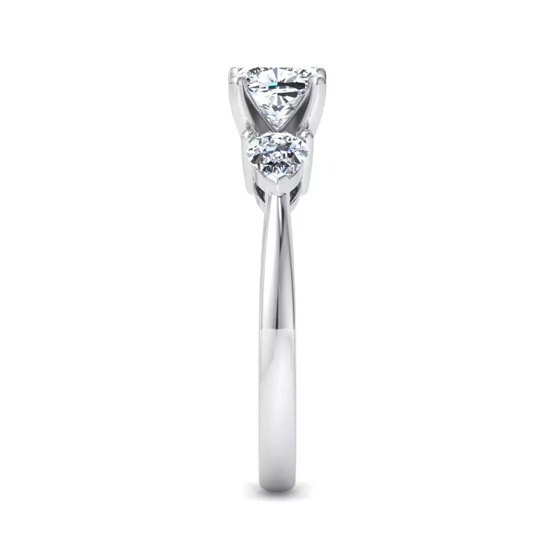 Three-Stone Lab Cushion Engagement Ring