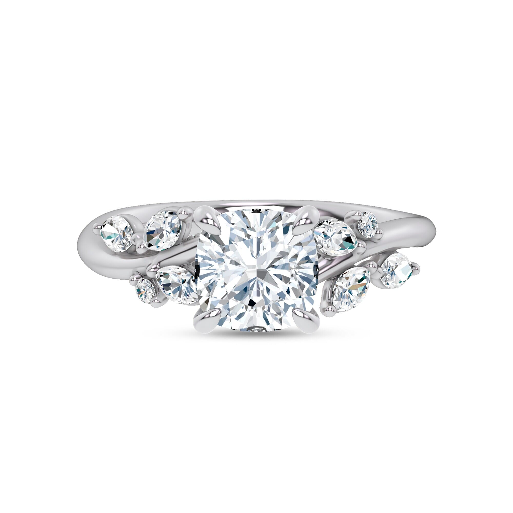 Nature-Inspired Engagement Cushion Ring
